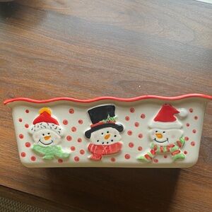 Nantucket Ceramic bread pan  with Snowman Motif